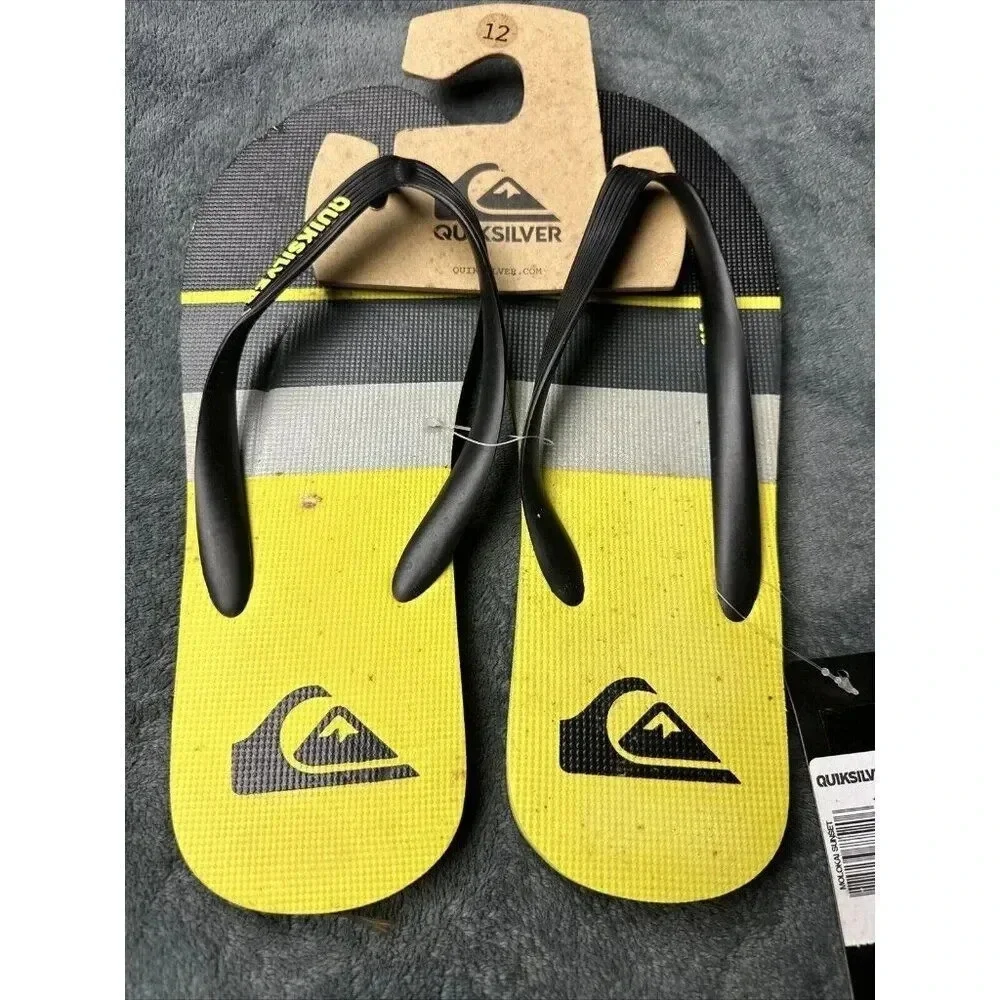Quiksilver Men’s Molokai Sunset Flip Flop Black Sandals Size 12